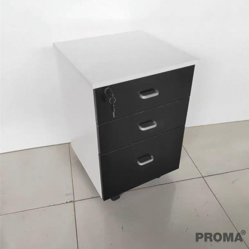 [PRE-ORDER] ตู้ลิ้นชัก 3 ชั้น PROMA-OF07-01 40CM สีขาว/ดำ_1