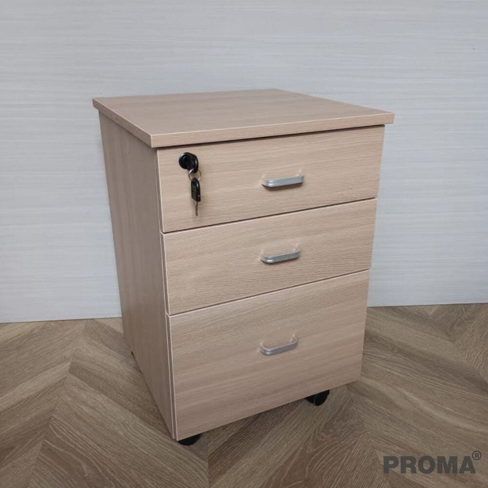 [PRE-ORDER] ตู้ลิ้นชัก 3 ชั้น PROMA-OF07-01 40CM สีลายไม้น้ำตาลอ่อน_1