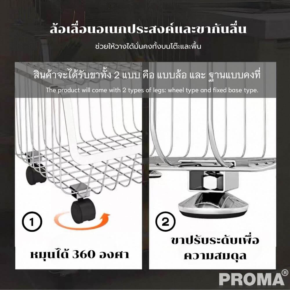 ชั้นวางของ 5 ชั้น มีล้อ PROMA-RACK001-05 ดำ_5
