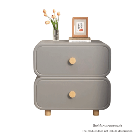 [PRE-ORDER] โต๊ะข้างเตียงสไตล์มินิมอล 2 ชั้น PROMA-TBD-01 วัสดุไม้สนอัดหลายชั้น ขนาด 40 ซม. สีเทา_0