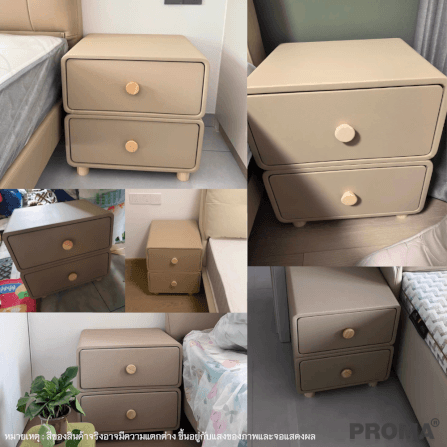 [PRE-ORDER] โต๊ะข้างเตียงสไตล์มินิมอล 2 ชั้น PROMA-TBD-01 วัสดุไม้สนอัดหลายชั้น ขนาด 40 ซม. สีเบจ_1