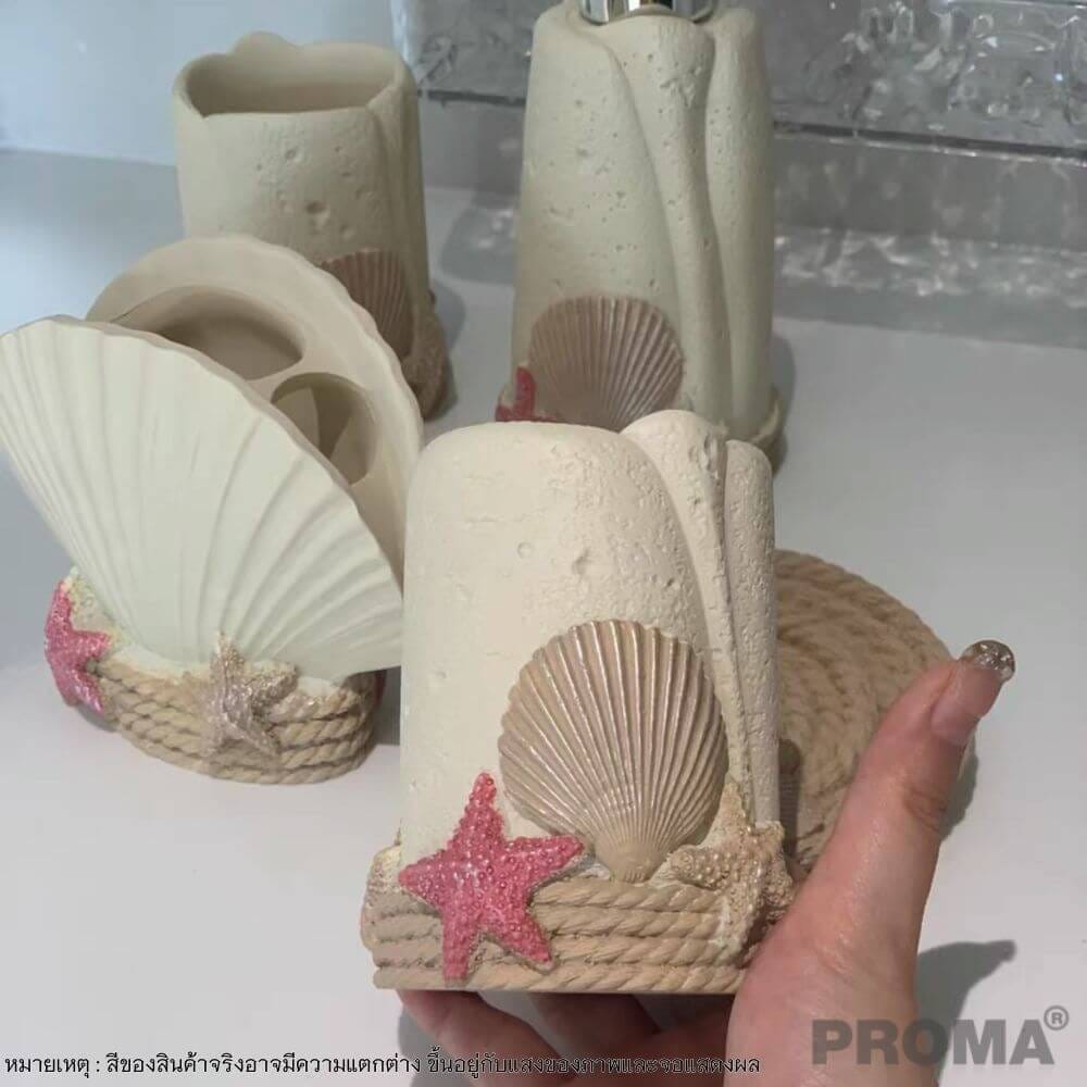 [Pre-order] อุปกรณ์ห้องน้ำเซรามิกเซ็ต 5 ชิ้น ชุดหาดทราย PROMA-WS05 (ไม่มีถาด)_1