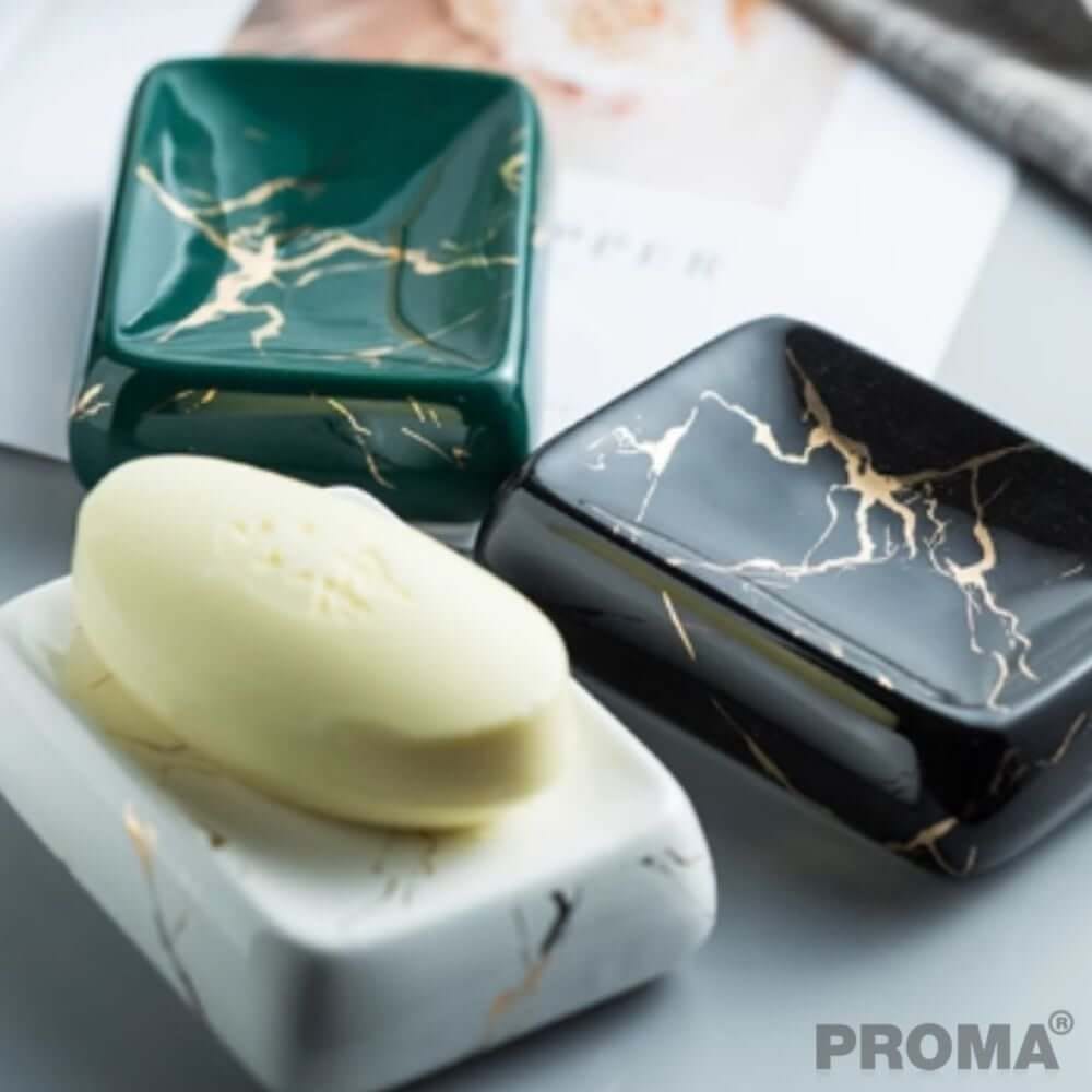 อุปกรณ์ห้องน้ำเซรามิกชุด 5 ชิ้น ลายหินอ่อน PROMA-WS09 สีดำ_5