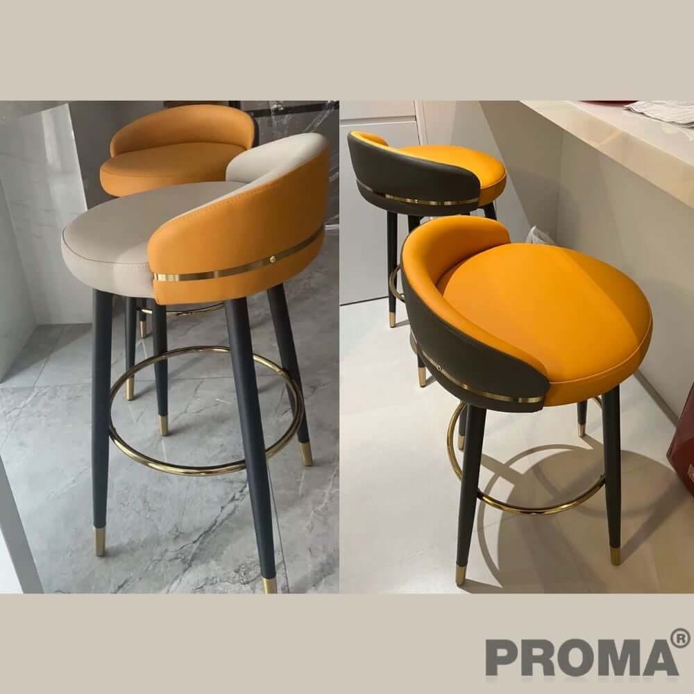 [Pre-order] เก้าอี้บาร์ทรงสูง สไตล์โมเดิร์น Proma-C-52 80 ซม. สีดำ/ส้ม_8