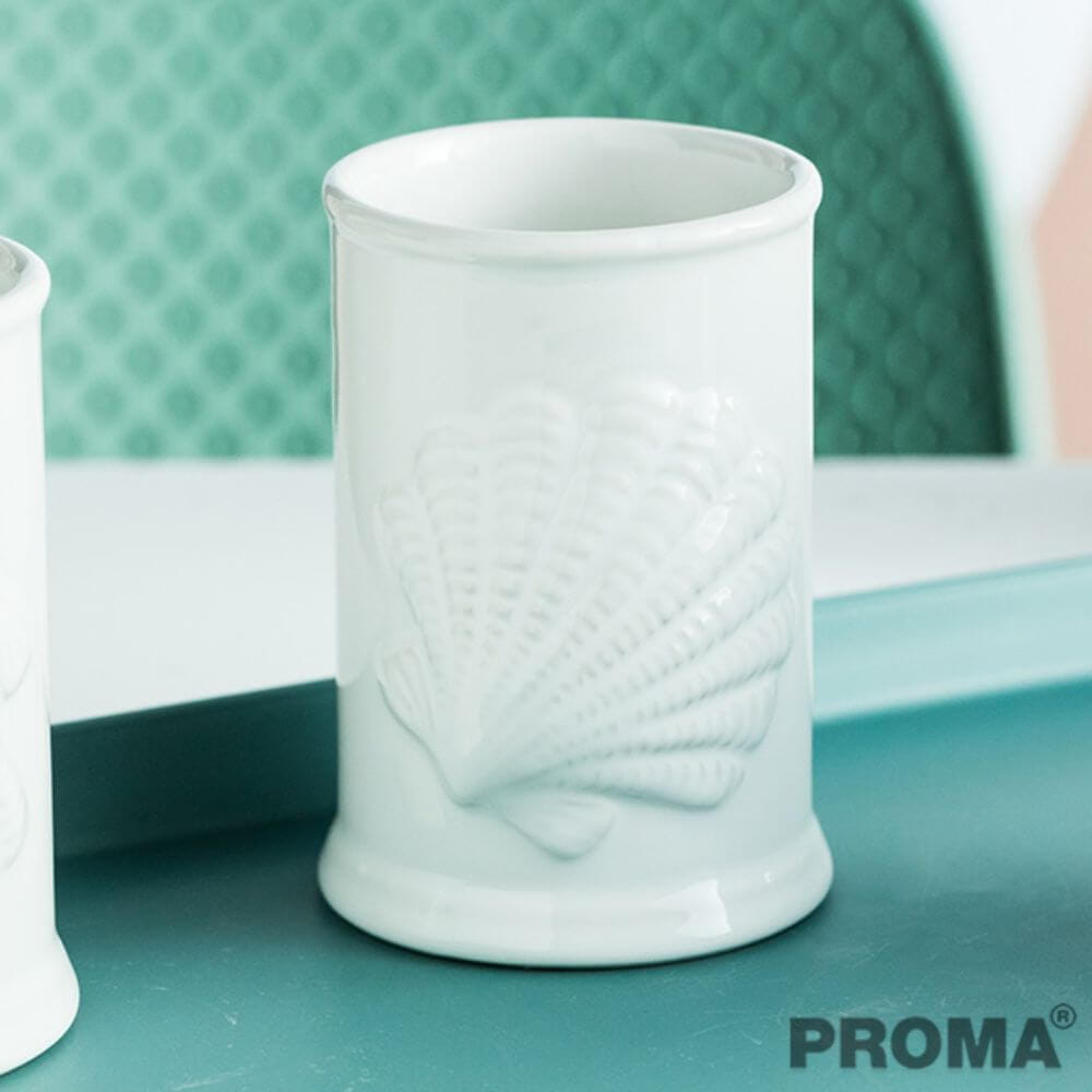 [Pre-order] ชุดอุปกรณ์ห้องน้ำลายเปลือกหอย 4 ชิ้น PROMA-WS02-S1 สีขาว (ไม่มีถาด)_8