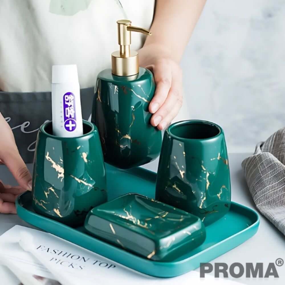 [PRE-ORDER] อุปกรณ์ห้องน้ำเซรามิกชุด 5 ชิ้น ลายหินอ่อน PROMA-WS09 สีเขียว_8