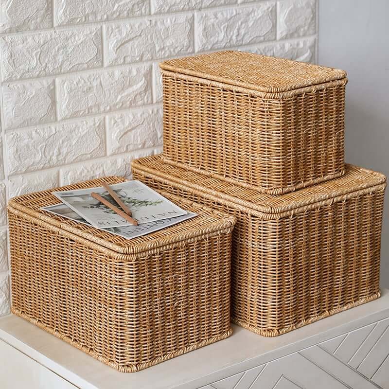 กล่อง หวายสังเคราะห์ COZYBROWN TP0024-01 น้ำตาลอ่อน 28x18x17 ซม._1