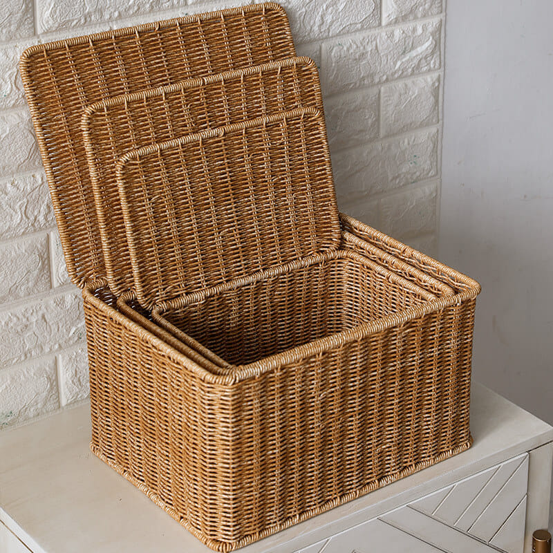 กล่อง หวายสังเคราะห์ COZYBROWN TP0024-01 น้ำตาลอ่อน 28x18x17 ซม._2