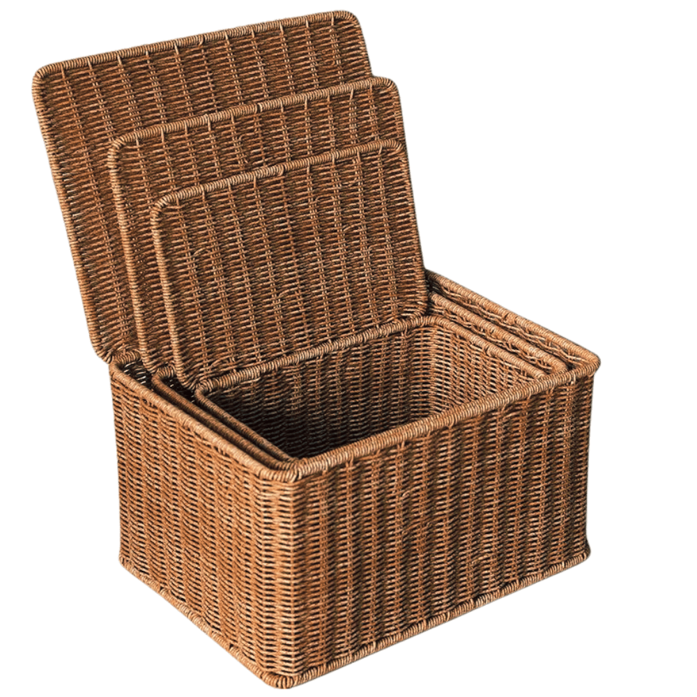 กล่อง หวายสังเคราะห์ COZYBROWN TP0024-04 น้ำตาลเข้ม 32x22x19 ซม.
