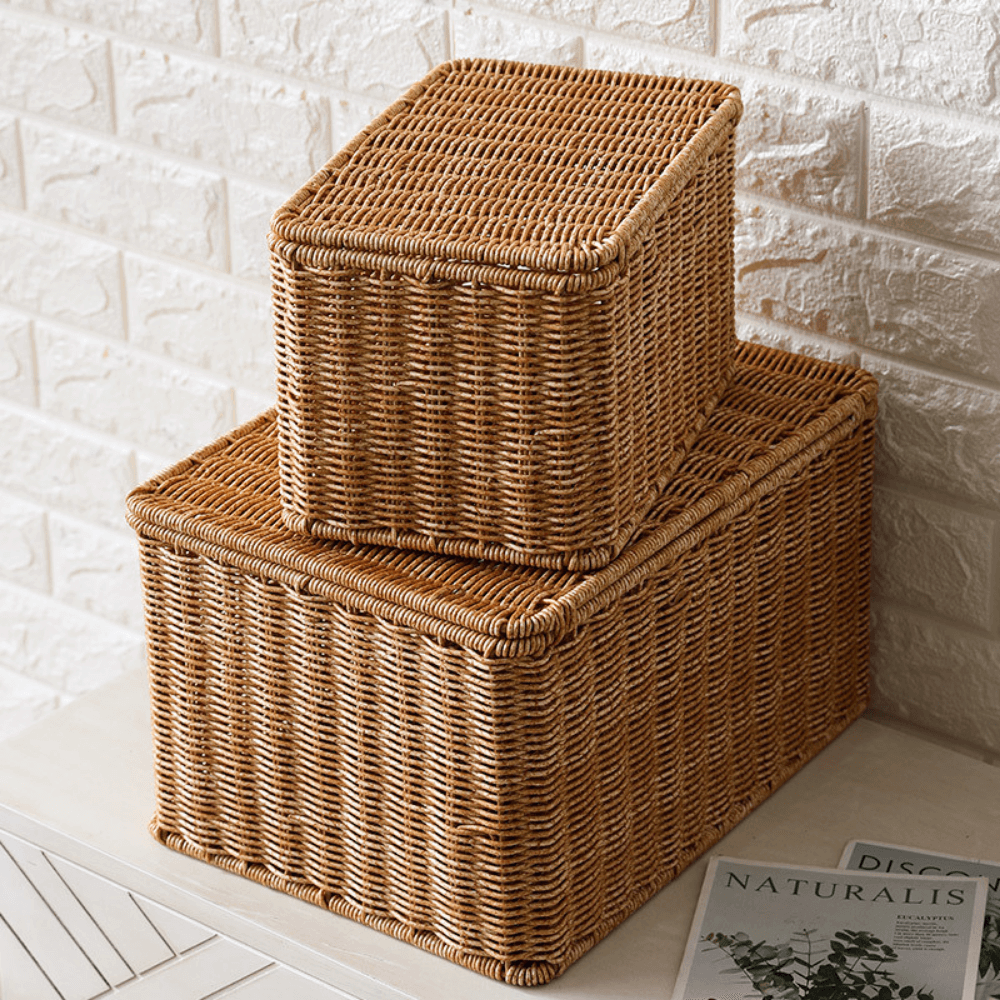 กล่อง หวายสังเคราะห์ COZYBROWN TP0024-04 น้ำตาลเข้ม 32x22x19 ซม.