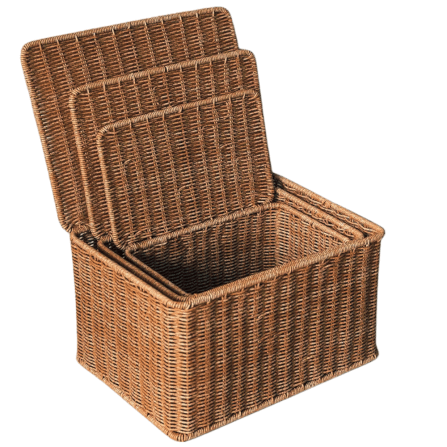 กล่อง หวายสังเคราะห์ COZYBROWN TP0024-04 น้ำตาลเข้ม 32x22x19 ซม._2