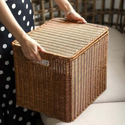 กล่อง หวายสังเคราะห์ TP0866-01 น้ำตาลอ่อน 40x26x27 ซม._3