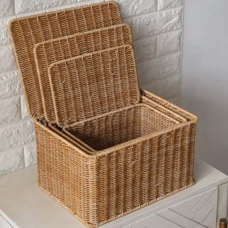 กล่อง หวายสังเคราะห์ COZYBROWN TP0024-03 น้ำตาลอ่อน 32x22x19 ซม._3