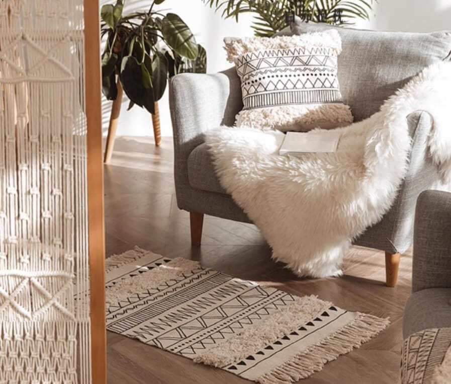 พรม MJHOMEDESIGNS DOORMAT CARPET 46 ขนาด 60*130 ซม. ครีม-ดำ NO.2