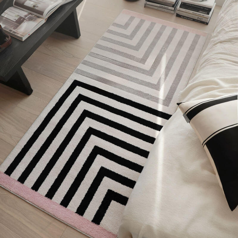 พรม MJHOMEDESIGNS BEDSIDE CARPET 70 ขนาด 60*160 ซม. ดำ-ครีม NO.2