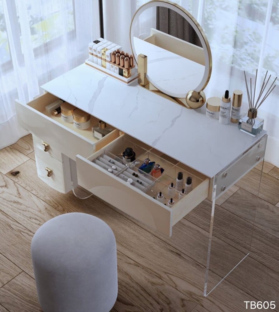 โต๊ะเครื่องแป้ง MJHOMEDESIGNS TB605 สีครีม L120XW40XH120 CM