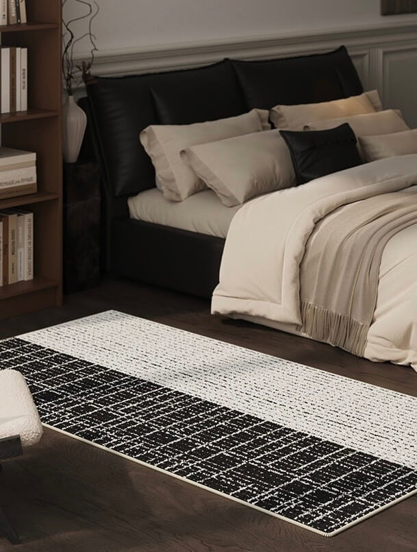 พรม MJHOMEDESIGNS BEDSIDE CARPET 76 ขนาด 80*180 ซม. ขาว-ดำ NO.2