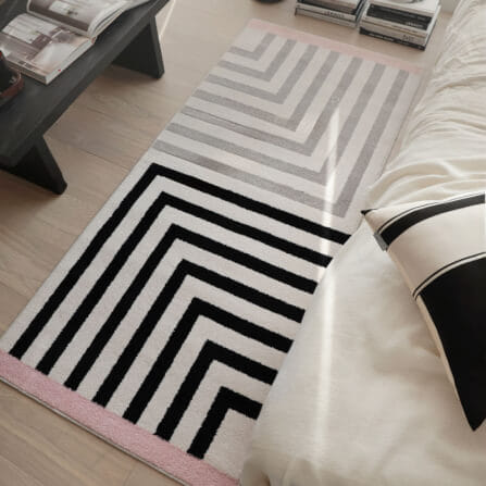 พรม MJHOMEDESIGNS BEDSIDE CARPET 70 ขนาด 60*160 ซม. ดำ-ครีม NO.2_1