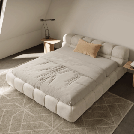 เตียง 6 ฟุต MJHOMEDESIGNS รุ่น DC978 ขนาด 183X198X80 ซม. สีเบจ_1