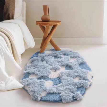 พรม MJHOMEDESIGNS BEDSIDE CARPET 78 ขนาด 80*120 ซม. ฟ้า_2