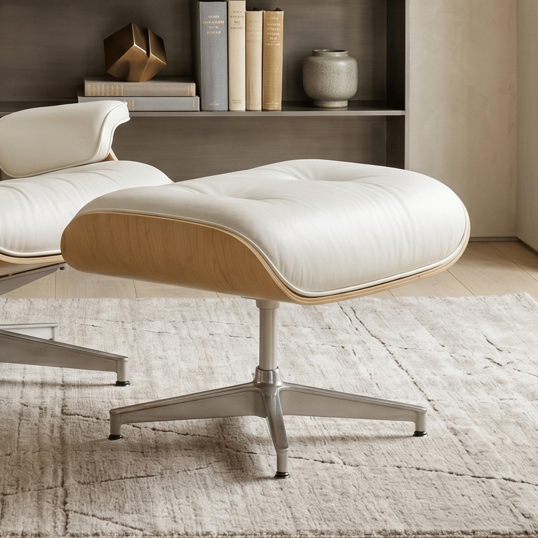 เก้าอี้พักผ่อนหนังวัว MJHOMEDESIGNS CH444 สีขาว L86XW89XH85 CM_2