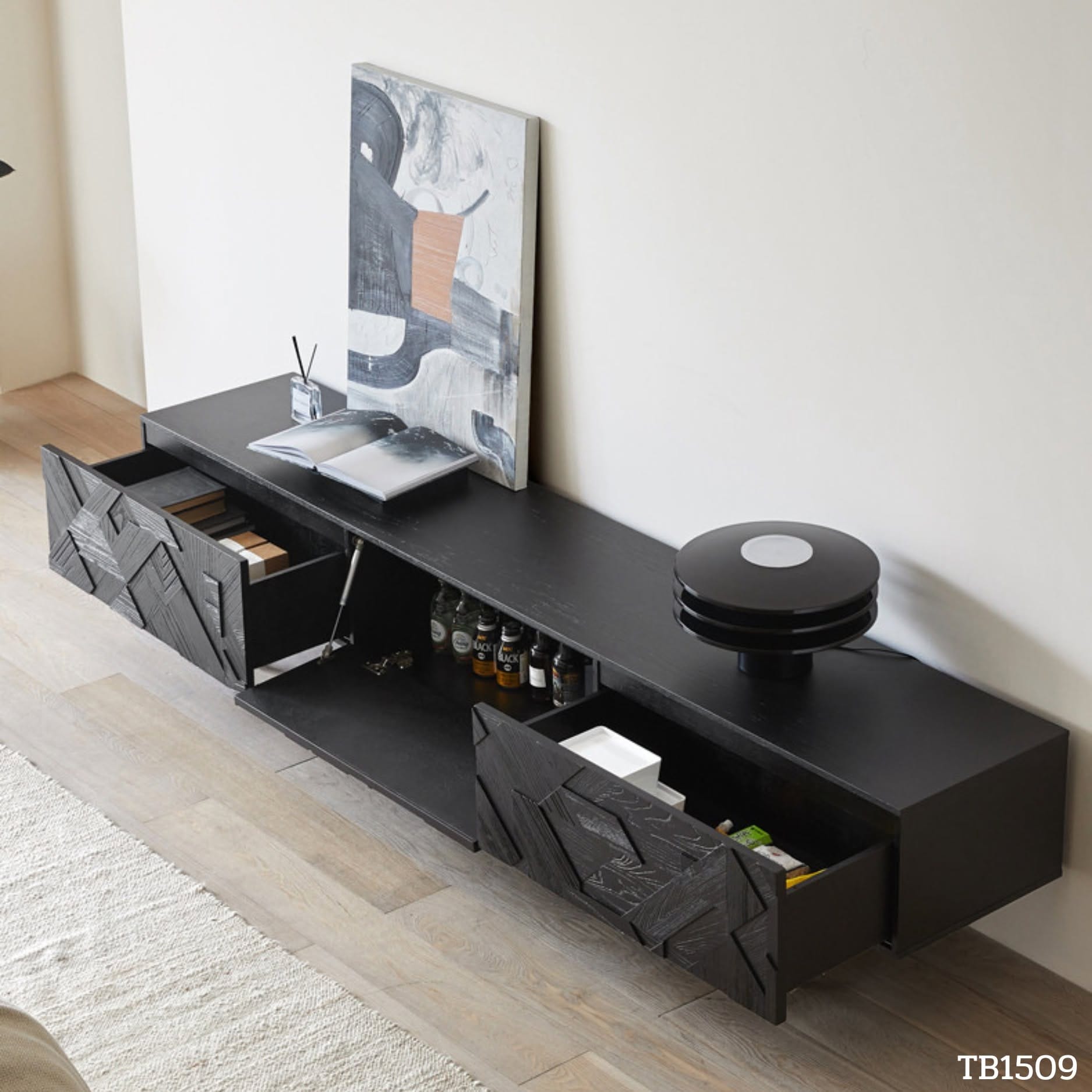 ตู้วางทีวี MJHOMEDESIGNS TB1509 สีดำ L180XW45XH51 CM_2