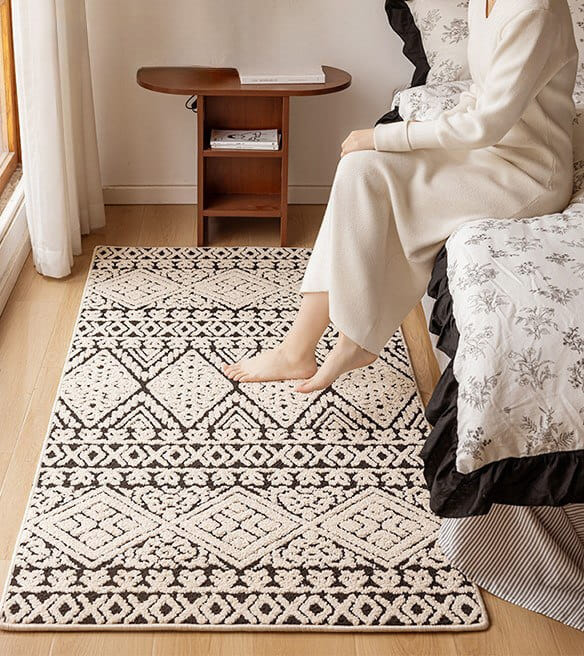พรม MJHOMEDESIGNS BEDSIDE CARPET 62 60X160 ซม. ขาว-ดำ