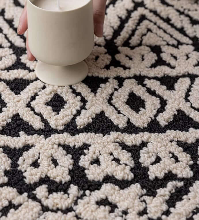 พรม MJHOMEDESIGNS BEDSIDE CARPET 62 60X160 ซม. ขาว-ดำ