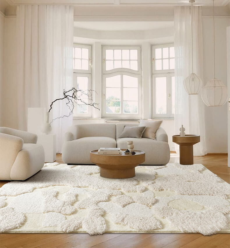 พรม MJhomedesigns Qingsi Muxue ขนาด 120 x 180 ซม. ขาว