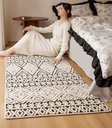พรม MJHOMEDESIGNS BEDSIDE CARPET 62 60X160 ซม. ขาว-ดำ_1