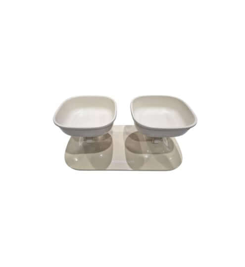โต๊ะอาหารแบบคู่ PETHROOM WELL FIT TWIN TABLE สีครีม (พร้อมชามสีครีม 2 ใบ)_0