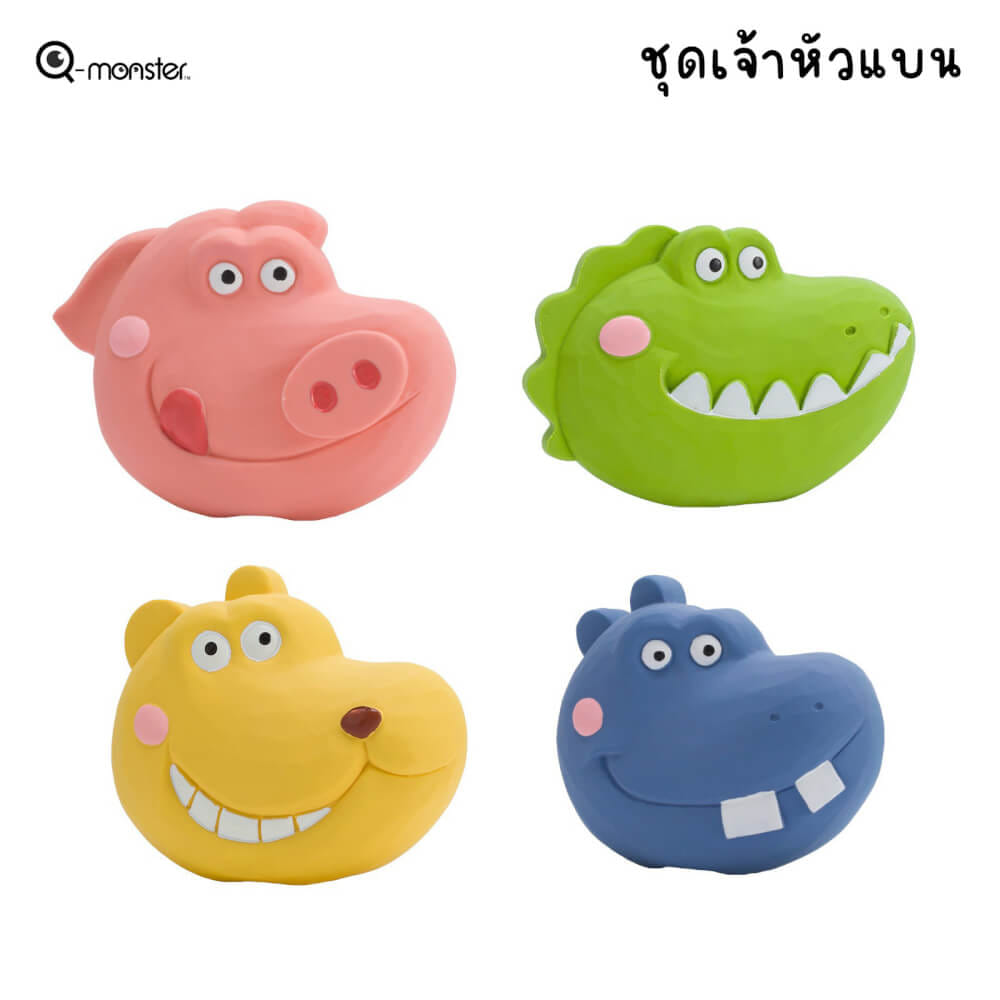 ของเล่นสุนัข Q-MONSTER FLAT HEAD ตุ๊กตารูปหมู