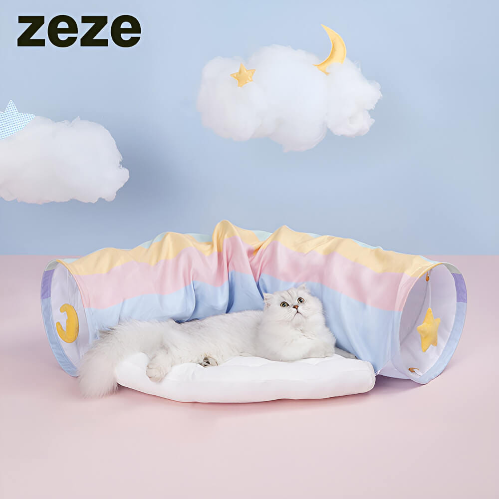 อุโมงค์แมว ZEZE RAINBOW TUNNEL BED ลายสายรุ้ง