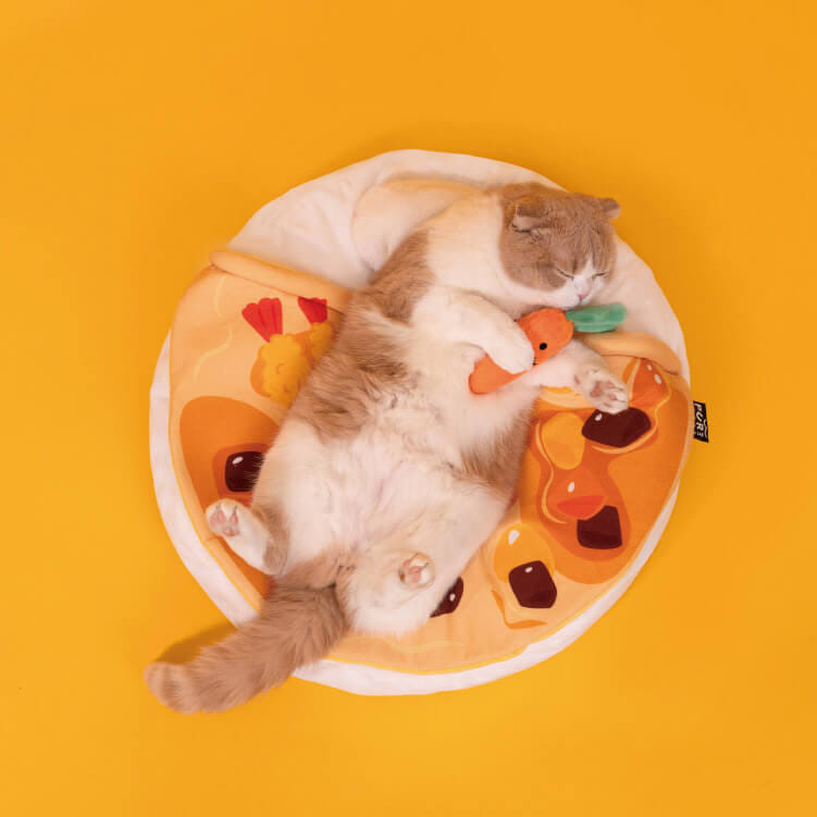 เบาะนอนแมว PURLAB CURRY RICE PET BED ลายข้าวแกงกะหรี่_1