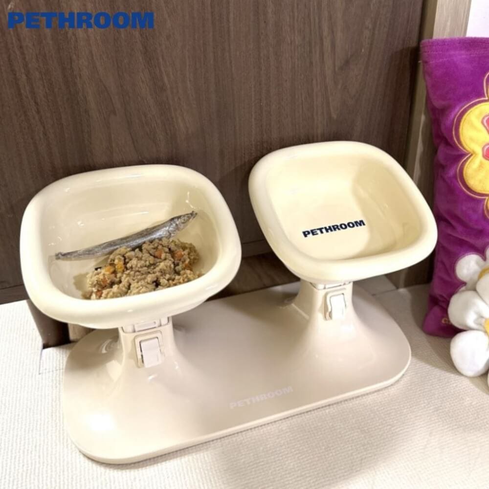 โต๊ะอาหารแบบคู่ PETHROOM WELL FIT TWIN TABLE สีครีม (พร้อมชามสีครีม 2 ใบ)_2