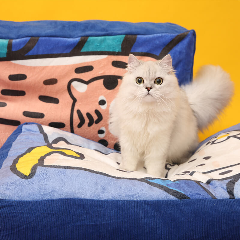 ที่นอนสัตว์เลี้ยง MIAOHO RAINBOW PET SOFA ลายแมวส้ม_2