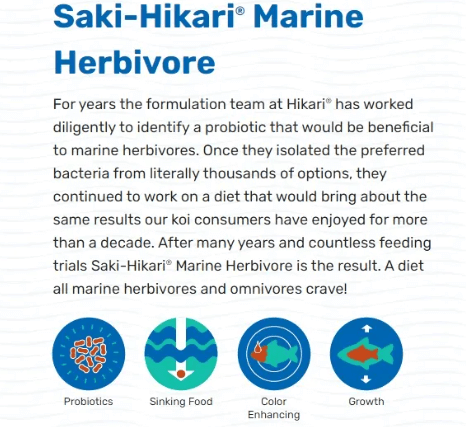 อาหารปลาทะเล SAKI-HIKARI MARINE HERBIVORE เม็ดจม (SIZE M)