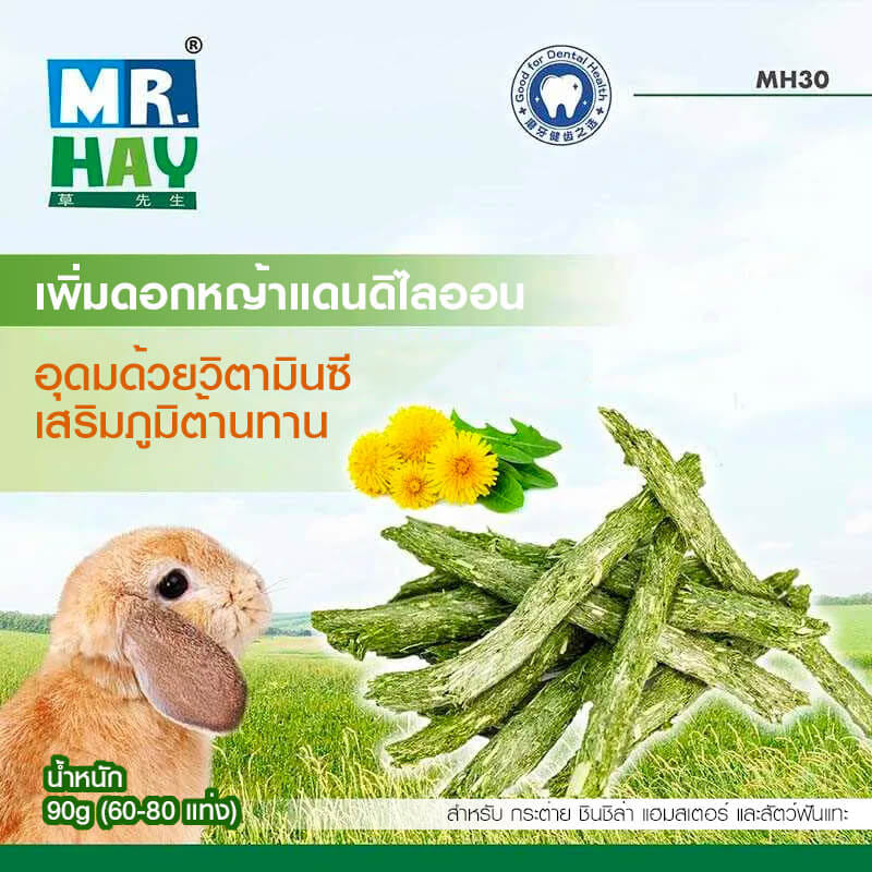 หญ้าทิโมธีอัดแท่ง MR.HAY TIMOTHY HAY FIBRE STICKS (MH30) (90G)