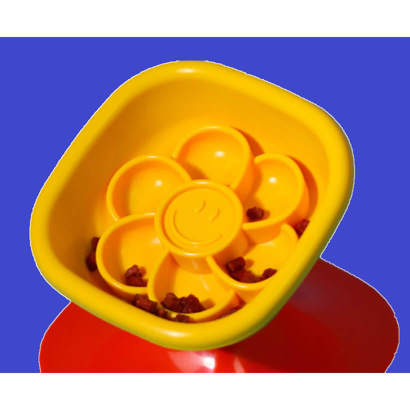 ชามซิลิโคน PETHROOM X WIGGLE WIGGLE SLOW FEEDER ชามกินช้าลายดอกไม้_3