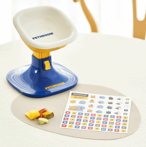 ชามพร้อมโต๊ะ PETHROOM WELL FIT TABLE & BOWL สำหรับสัตว์เลี้ยง (โต๊ะ สีน้ำเงิน เหลือง) + (ชามสีขาว)_3
