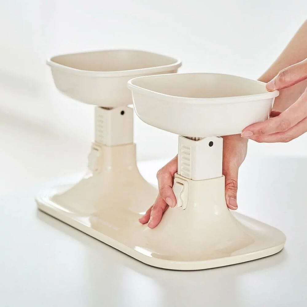 โต๊ะอาหารแบบคู่ PETHROOM WELL FIT TWIN TABLE สีครีม (พร้อมชามสีครีม 2 ใบ)_3