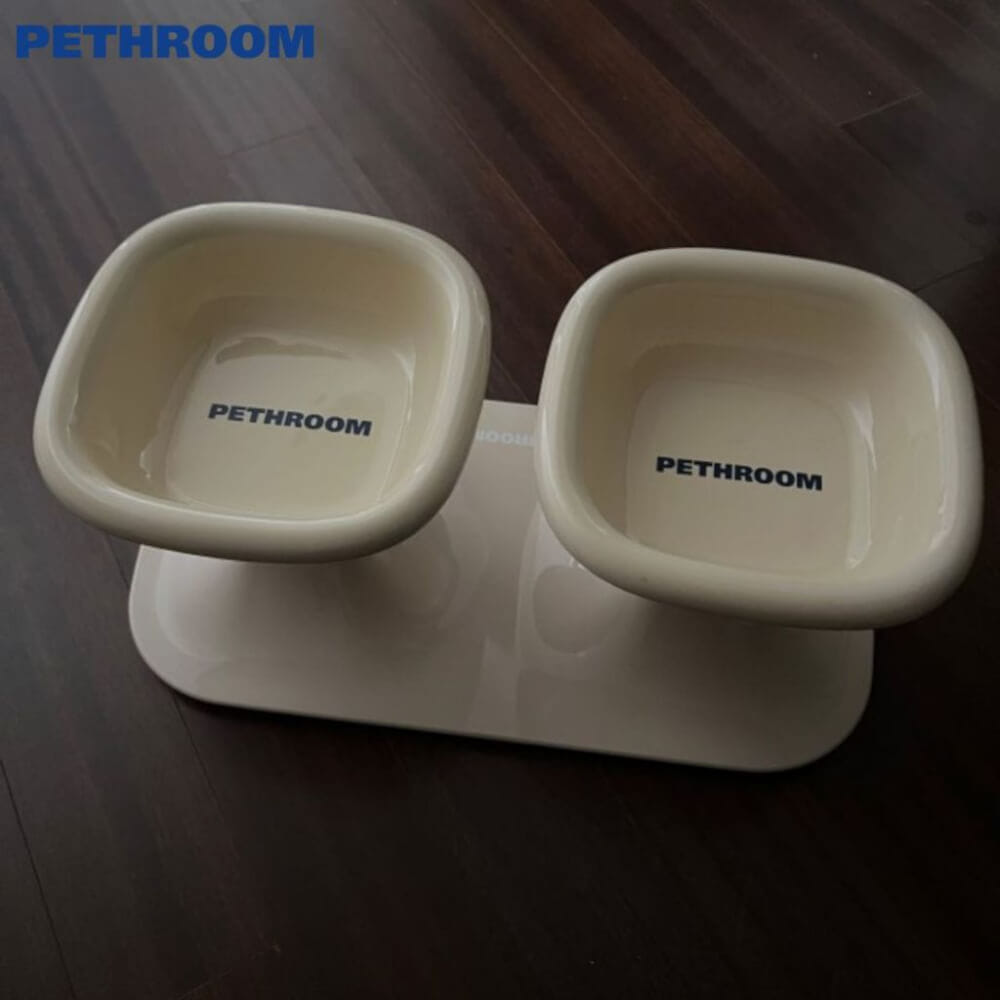 โต๊ะอาหารแบบคู่ PETHROOM WELL FIT TWIN TABLE สีครีม (พร้อมชามสีครีม 2 ใบ)_4