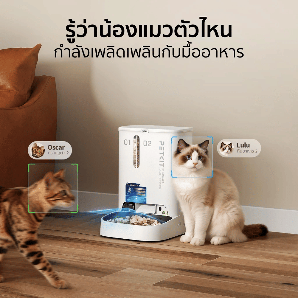 เครื่องให้อาหารสัตว์เลี้ยงอัจฉริยะ PETKIT YUMSHARE DUAL-HOPPER WITH CAMERA 2 (รุ่นใหม่ V.2) (5L)
