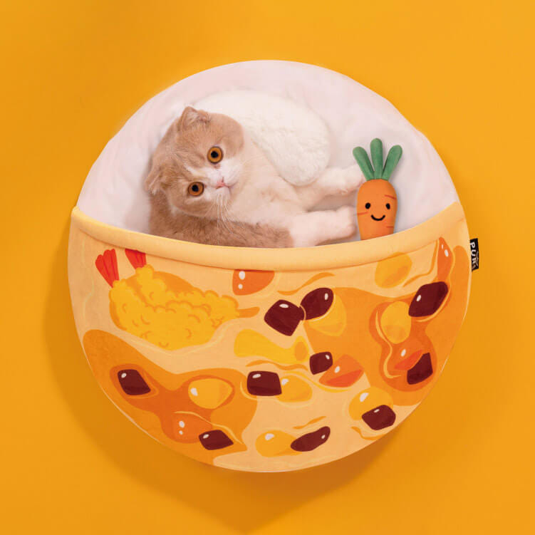 เบาะนอนแมว PURLAB CURRY RICE PET BED ลายข้าวแกงกะหรี่_5