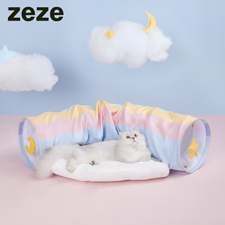 อุโมงค์แมว ZEZE RAINBOW TUNNEL BED ลายสายรุ้ง_1