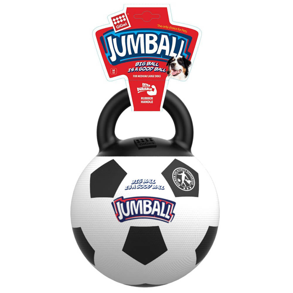 ของเล่นลูกบอลสุนัข GiGwi JUMPBALL มีหูจับ สำหรับสุนัขพันธุ์ใหญ่ พลังเยอะ ทนทาน (ลายฟุตบอล)
