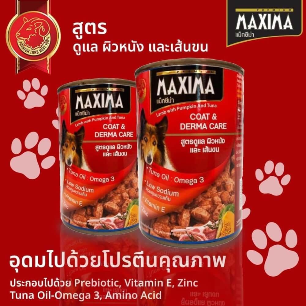 อาหารเปียกสุนัข แม็กซีม่า สูตรดูแล ผิวหนัง และ เส้นขน 380 กรัม x24