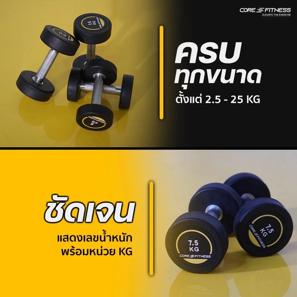 ดัมเบลหุ้มยาง CORE-FITNESS P5938 - 1 ชิ้น 17.5 KG._2