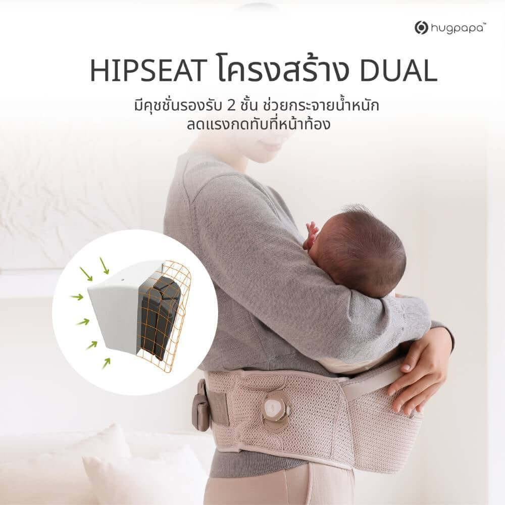 เป้อุ้ม​ HUGPAPA รุ่น DIAL-FIT MAX (BABY CARRIER) สีเทาอ่อน_5