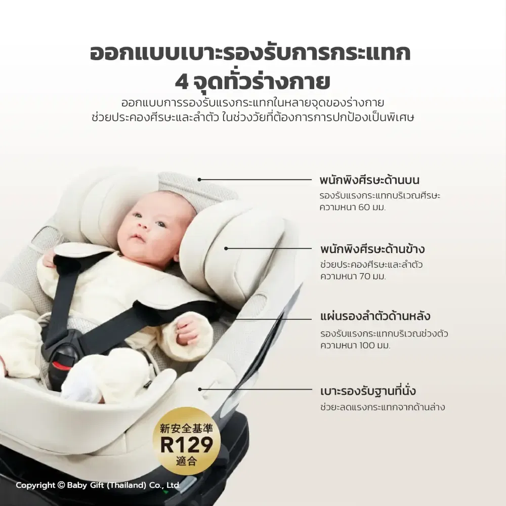 คาร์ซีทแรกเกิด - 4ปี  AILEBEBE รุ่น KURUTTO SLIDE สีดำ